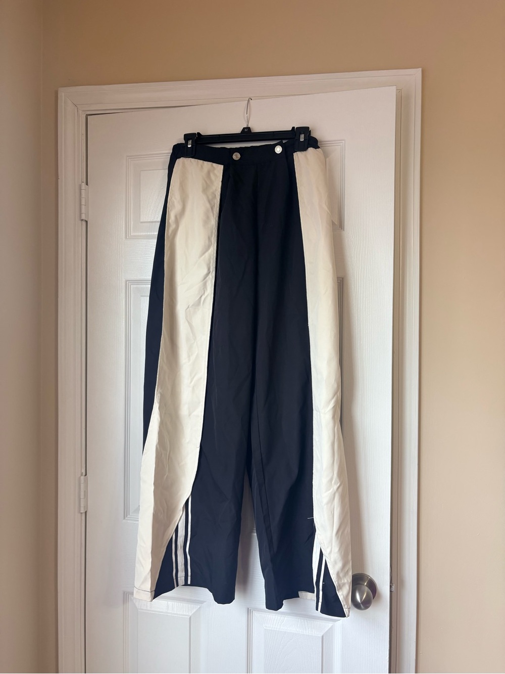 Women’s Black and White Wide-Leg Track Pants